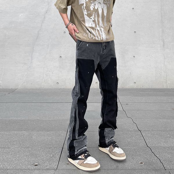 mens jeans harajuku black graffiti flared pants patches hip hop splashed ink wide trousers blue slim fit washed for men 230707
mens jeans harajuku black graffiti flared pants patches hip hop splashed ink wide trousers blue slim fit washed for men 230707