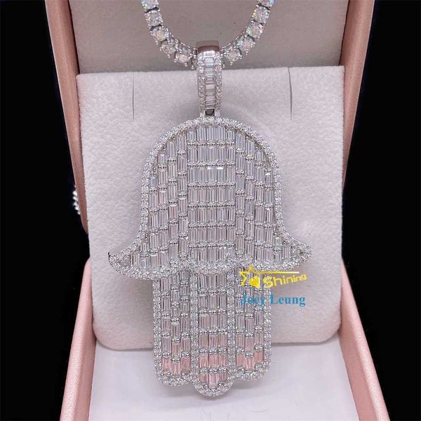 luxury hip hop jewelry 925 sterling silver vvs baguette mossinate diamond hamsa iced out pendant moissanite custom pendant
luxury hip hop jewelry 925 sterling silver vvs baguette mossinate diamond hamsa iced out pendant moissanite custom pendant