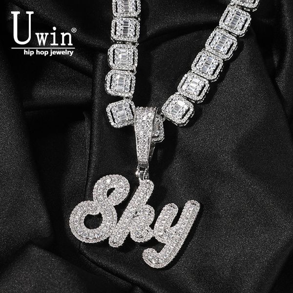 pendant necklaces uwin brush cursive letter custom name necklace with small baguette chain iecd outfull iced out zircon pendant gift hiphop, Silver
pendant necklaces uwin brush cursive letter custom name necklace with small baguette chain iecd outfull iced out zircon pendant gift hiphop, Silver