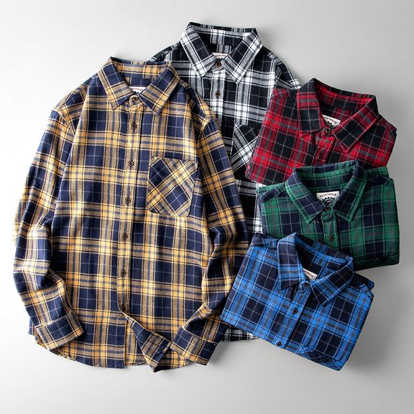 men's casual shirts spring american retro longsleeve lapel brushed fabric plaid shirt fashion 100 cotton washed loose blouses 230710, White;black
men's casual shirts spring american retro longsleeve lapel brushed fabric plaid shirt fashion 100 cotton washed loose blouses 230710, White;black