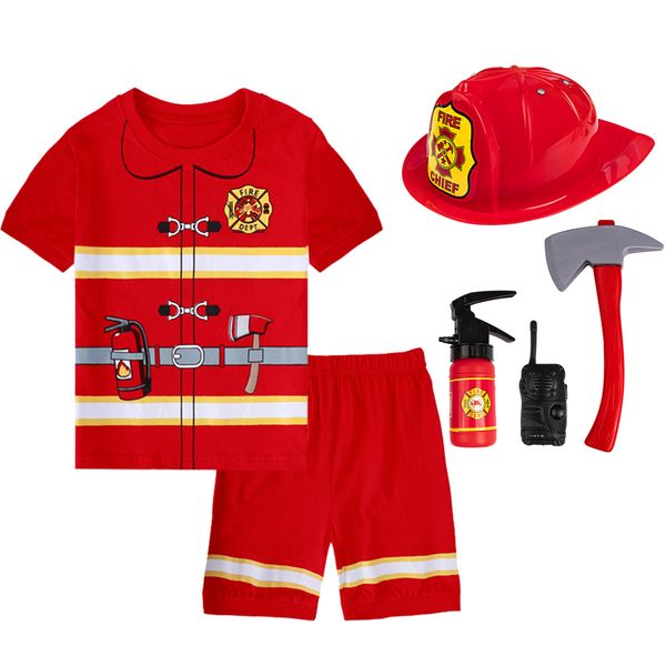 pajamas boys summer sets kids fireman cosplay pyjamas baby children short sleeves pijamas cotton sleepwear with firefighter toy 230711, Blue;red
pajamas boys summer sets kids fireman cosplay pyjamas baby children short sleeves pijamas cotton sleepwear with firefighter toy 230711, Blue;red