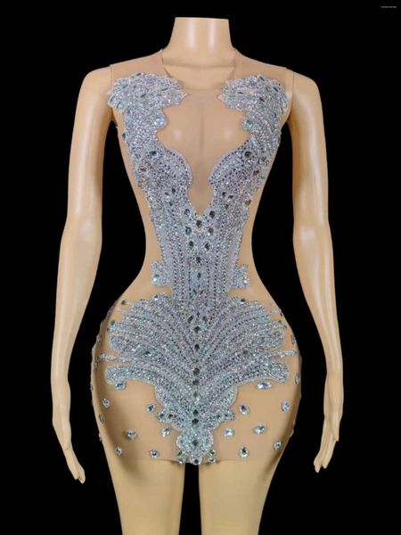 silver women stretch mini dress birthday queen outfit rhinestone crystals see through mesh stunning singer stage wear, Black;red
silver women stretch mini dress birthday queen outfit rhinestone crystals see through mesh stunning singer stage wear, Black;red