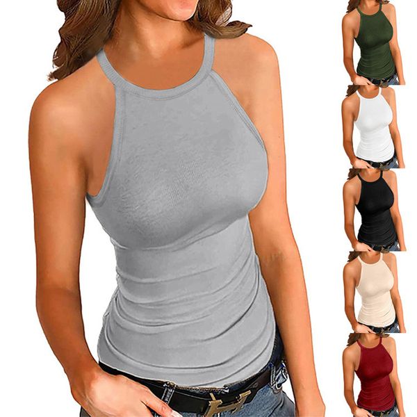 2023 women's tanks europe america summer tees new solid thread slim fit sleeveless tank camis, White
2023 women's tanks europe america summer tees new solid thread slim fit sleeveless tank camis, White