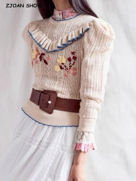 parkas 2022 retro women ivory knitted flower embroidery sweater spliced ruffles wood ear pullover knitwear full puff sleeve jumper, Black
parkas 2022 retro women ivory knitted flower embroidery sweater spliced ruffles wood ear pullover knitwear full puff sleeve jumper, Black