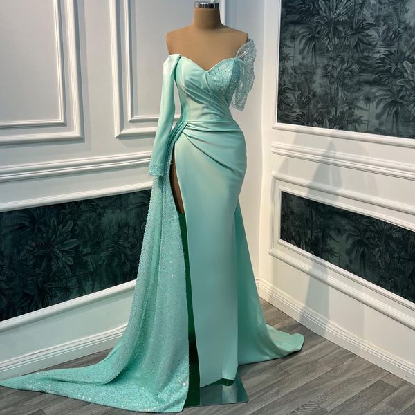 elegant mint green prom dresses off the shoulder split beaded party wear evening gowns 2023 women formal dress, Black
elegant mint green prom dresses off the shoulder split beaded party wear evening gowns 2023 women formal dress, Black