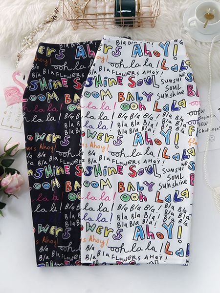 skirts women's pencil skirts letters printed graphics summer and autumn high waist sewn pipe faldas women's elastic skirts women&#, Black
skirts women's pencil skirts letters printed graphics summer and autumn high waist sewn pipe faldas women's elastic skirts women&#, Black