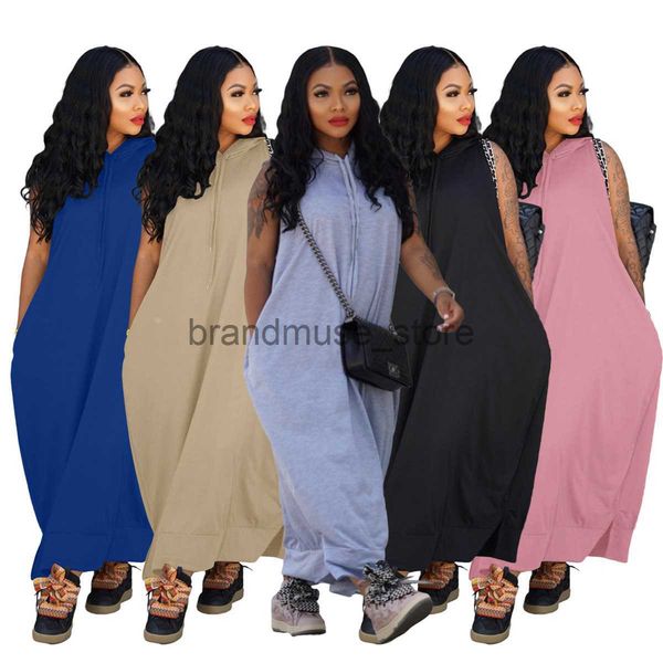 basic casual dresses summer sleeveless hooded women casual dress solid loose split leisure long dresses sport streetwear club gowns j230711, Black;gray
basic casual dresses summer sleeveless hooded women casual dress solid loose split leisure long dresses sport streetwear club gowns j230711, Black;gray