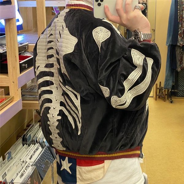 men's jackets kapital 20aw bone rib skeleton embroidery velvet men's and women's jacket for men wome 230710, Black;brown
men's jackets kapital 20aw bone rib skeleton embroidery velvet men's and women's jacket for men wome 230710, Black;brown