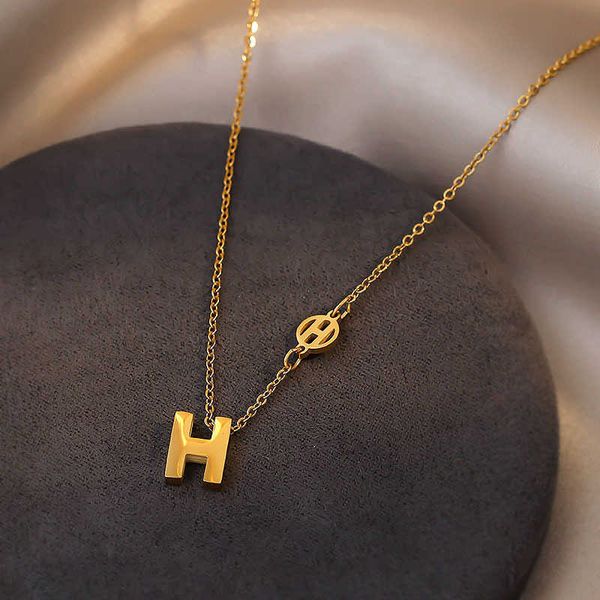 titanium steel letter necklace japanese and korean simple fashion versatile double h pendant 18k gold plated collar chain does not fade, Silver
titanium steel letter necklace japanese and korean simple fashion versatile double h pendant 18k gold plated collar chain does not fade, Silver