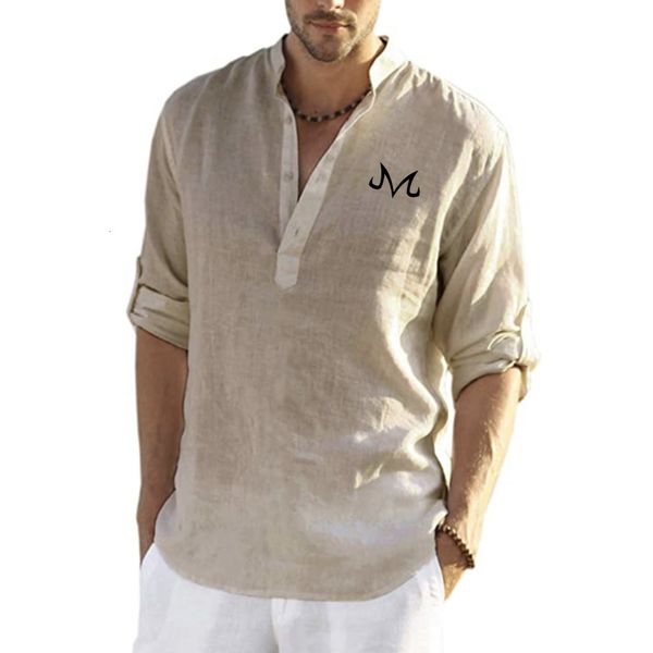 men's casual shirts summer fashion linen clothing solid color longsleeved standup collar beach style cotton for man 230710, White;black
men's casual shirts summer fashion linen clothing solid color longsleeved standup collar beach style cotton for man 230710, White;black
