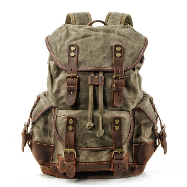 school bags waterproof waxed canvas backpack men backpacks leisure rucksack travel bag lapbagpack men vintage shoulder bookbags 230710
school bags waterproof waxed canvas backpack men backpacks leisure rucksack travel bag lapbagpack men vintage shoulder bookbags 230710