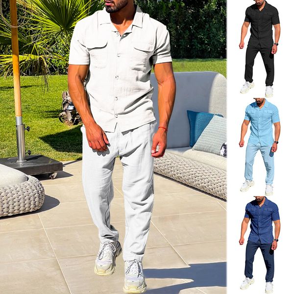 mens tracksuits fashion streetwear cotton linen two piece sets lapel short sleeve shirt long pants men suits summer solid loose man outfits, Gray
mens tracksuits fashion streetwear cotton linen two piece sets lapel short sleeve shirt long pants men suits summer solid loose man outfits, Gray