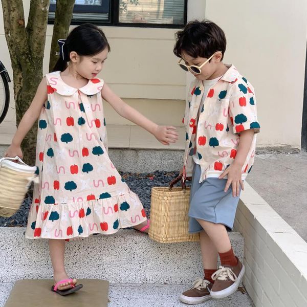kids shirts 2023 summer children brother sister matching clothes boy full print lapel shirt girls doll collar vest dress sibling outfits 230, White;black
kids shirts 2023 summer children brother sister matching clothes boy full print lapel shirt girls doll collar vest dress sibling outfits 230, White;black
