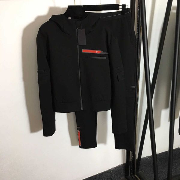 23ss women pants sets casual suit womens designer clothing letter rubber leather hooded zipper coat work pocket slim pants set women clothes, White
23ss women pants sets casual suit womens designer clothing letter rubber leather hooded zipper coat work pocket slim pants set women clothes, White