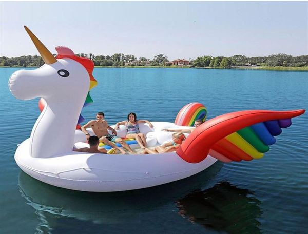 

2020 new 6-8 person huge flamingo pool float giant inflatable unicorn swimming pool for pool party floating boat227q5471768