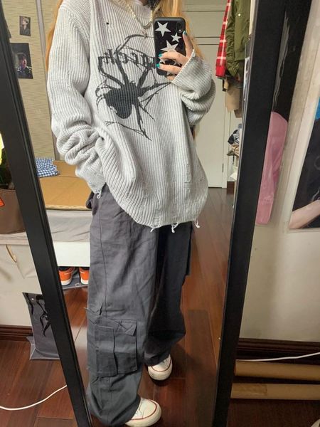 parkas g girl spider print haruku sweater women gothic vintage ripped grunge jumper streetwear korean oversize hiphop pullover, Black
parkas g girl spider print haruku sweater women gothic vintage ripped grunge jumper streetwear korean oversize hiphop pullover, Black