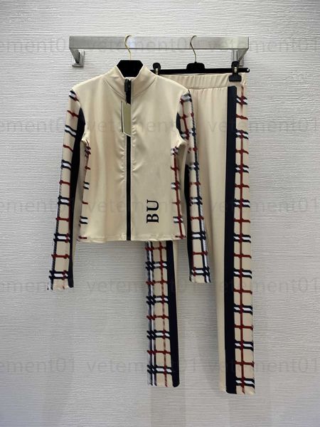 fashion women tracksuit yoga sport two piece set classic plaid letter logo print long sleeve zipper tights stretch elastic waist athletic le, Gray
fashion women tracksuit yoga sport two piece set classic plaid letter logo print long sleeve zipper tights stretch elastic waist athletic le, Gray