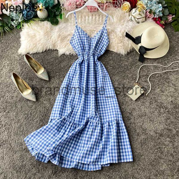 basic casual dresses neploe high waist plaid a line vestido holiday beach elegant ruffles sleeveless spaghetti strap dress v neck summer 202, Black;gray
basic casual dresses neploe high waist plaid a line vestido holiday beach elegant ruffles sleeveless spaghetti strap dress v neck summer 202, Black;gray