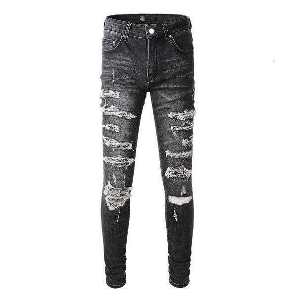 men's jeans fashion distressed slim fit streetwear style bikers skinny stretch destroyed tie dye bandana ribs patches black ripped 2307, Blue
men's jeans fashion distressed slim fit streetwear style bikers skinny stretch destroyed tie dye bandana ribs patches black ripped 2307, Blue