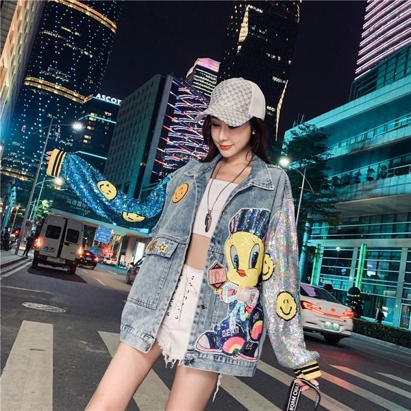 women s jackets fashion oversize denim women cartoon sequin stitching embroidery streetwear hip hop vintage outerwear 230711, Black;brown
women s jackets fashion oversize denim women cartoon sequin stitching embroidery streetwear hip hop vintage outerwear 230711, Black;brown