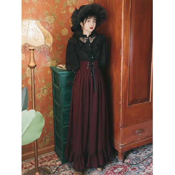 women's jumpsuits rompers gothic england style women cosplay shirt long skirt set classic black lace ruffle high waist bandage skirts f, Black;white
women's jumpsuits rompers gothic england style women cosplay shirt long skirt set classic black lace ruffle high waist bandage skirts f, Black;white