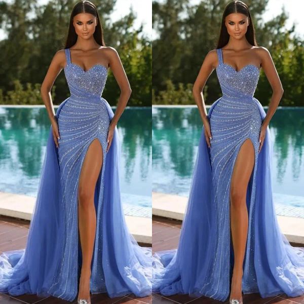 2023 blue prom dresses mermaid with overskirt one shoulder beaded sweep train side slit custom made ruched evening party gowns vestidos plus, Black
2023 blue prom dresses mermaid with overskirt one shoulder beaded sweep train side slit custom made ruched evening party gowns vestidos plus, Black