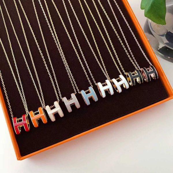 h necklace high edition plated 18k rose gold enamel craft collar chain pendant female mesh red fashion, Silver
h necklace high edition plated 18k rose gold enamel craft collar chain pendant female mesh red fashion, Silver