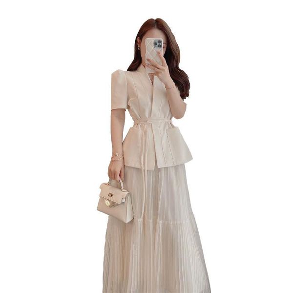 pants spring summer new elegant korean evening party 2piece set women laceup blazer + long mesh skirt fashion casual lady skirt suit, White
pants spring summer new elegant korean evening party 2piece set women laceup blazer + long mesh skirt fashion casual lady skirt suit, White