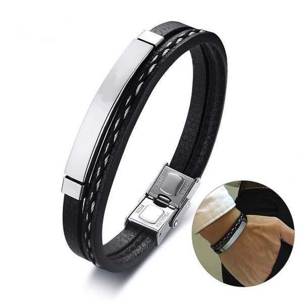 charm bracelets delysia king trendy men's clothing leather braided bracelet entertainment color contrast stainless steel, Golden;silver
charm bracelets delysia king trendy men's clothing leather braided bracelet entertainment color contrast stainless steel, Golden;silver