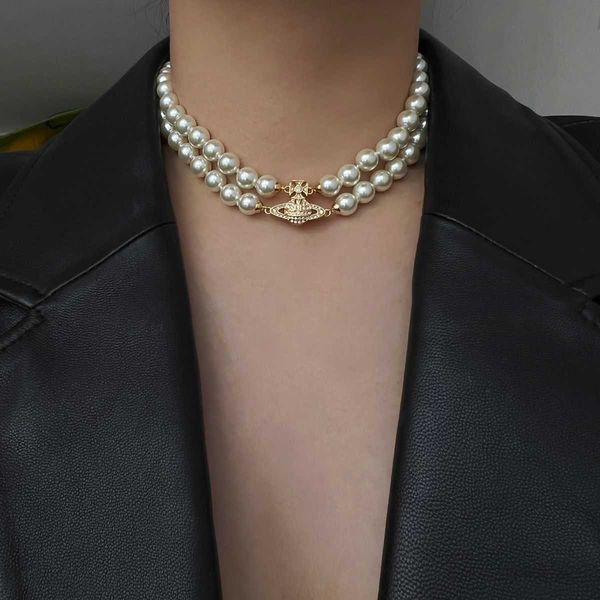 vivi anxi queen mother magnet buckle saturn pearl necklace double layer choker version collar chain high grade accessories, Silver
vivi anxi queen mother magnet buckle saturn pearl necklace double layer choker version collar chain high grade accessories, Silver