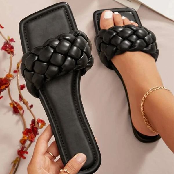 sandal flat slide braided vamp square toe slipper personality slippers 2023 outdoor summer slides ladies shoes 230711, Black
sandal flat slide braided vamp square toe slipper personality slippers 2023 outdoor summer slides ladies shoes 230711, Black