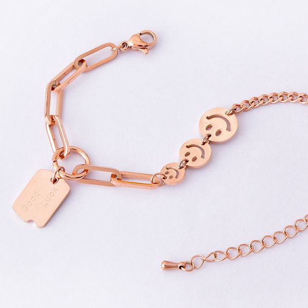 korean thick chain fashion bracelet english letter square brand smiley bracelet titanium steel furnace plating, Black
korean thick chain fashion bracelet english letter square brand smiley bracelet titanium steel furnace plating, Black