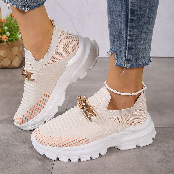 dress shoes fashion women's chain thick platform sneakers autumn striped breathable knitting flats for women slip on socks sports shoes, Black
dress shoes fashion women's chain thick platform sneakers autumn striped breathable knitting flats for women slip on socks sports shoes, Black