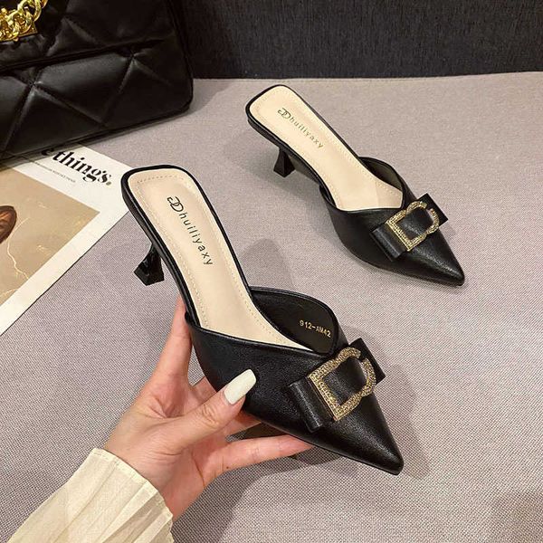 slippers pointed white high heels slim baotou half fashion outwear fairy gentleness 230715, Black
slippers pointed white high heels slim baotou half fashion outwear fairy gentleness 230715, Black