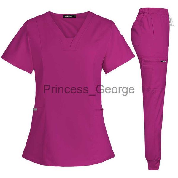 others apparel women scrubs sets nurse accessories medical uniform slim fit hospital dental clinical workwear clothing surgical overall suit, Black;white