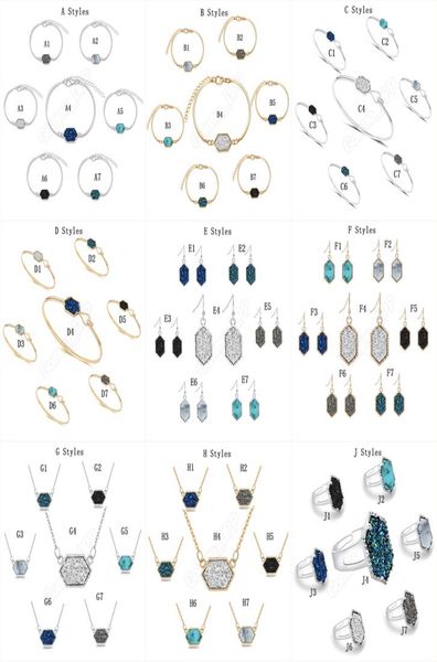 14 style druzy stone pendant necklace dangle earrings bangle rings for women geometric natural stone designer luxury jewelry4288154, Silver
14 style druzy stone pendant necklace dangle earrings bangle rings for women geometric natural stone designer luxury jewelry4288154, Silver