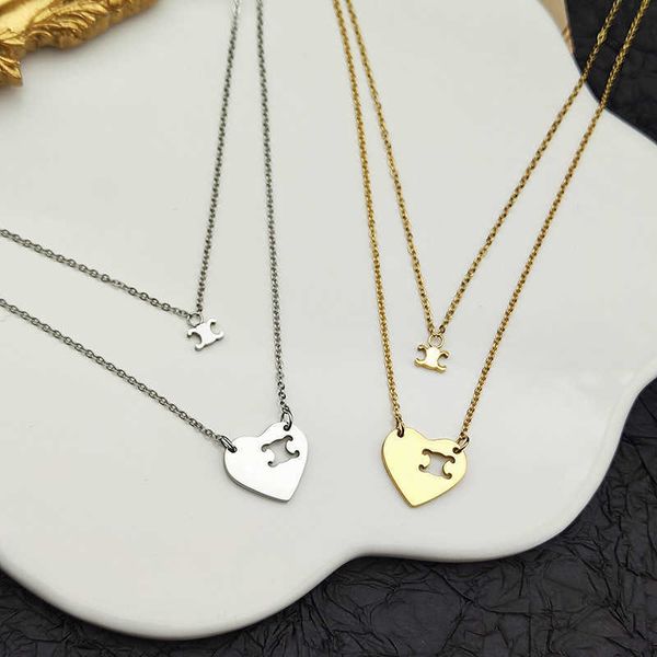 new ce hollow arc de triomphe love double layer necklace for women's competitor fashion small design versatile titanium steel lock bone, Silver
new ce hollow arc de triomphe love double layer necklace for women's competitor fashion small design versatile titanium steel lock bone, Silver