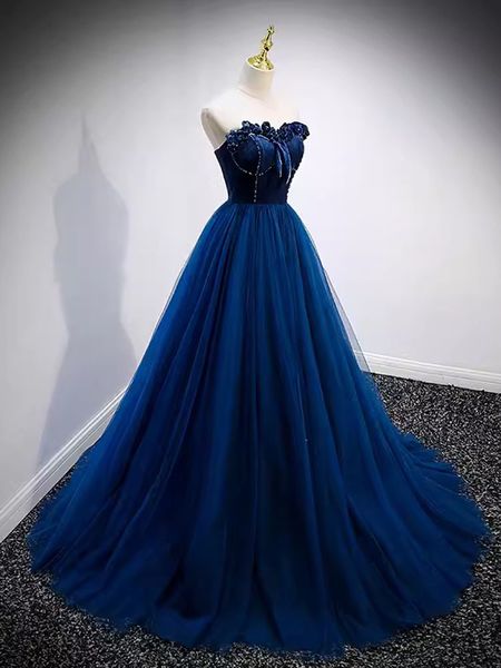 prom dress navy blue long evening gowns 2023 sweetheart lace-up back sweep train, Black
prom dress navy blue long evening gowns 2023 sweetheart lace-up back sweep train, Black