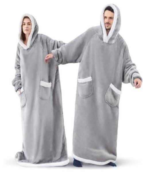 super long flannel blanket with sleeves sleepwear hooded winter hoodies sweatshirt women men pullover fleece giant tv blankets ove1891229, Black;red
super long flannel blanket with sleeves sleepwear hooded winter hoodies sweatshirt women men pullover fleece giant tv blankets ove1891229, Black;red