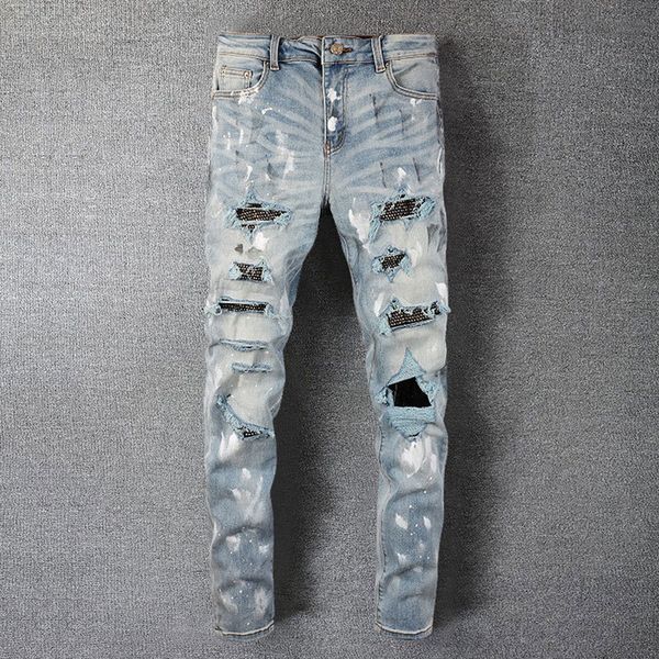 men's jeans s splashing ink patchwork male ripped hole design stretchy jean hip hop style trouser for men pantalon vaqueros hombre 2307, Blue
men's jeans s splashing ink patchwork male ripped hole design stretchy jean hip hop style trouser for men pantalon vaqueros hombre 2307, Blue