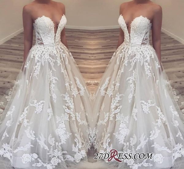 a line strapless sweetheart neckline sleeveless lace wedding dresses sheer illusion bodice elegant wedding dress bridal gowns brid9222921, White
a line strapless sweetheart neckline sleeveless lace wedding dresses sheer illusion bodice elegant wedding dress bridal gowns brid9222921, White