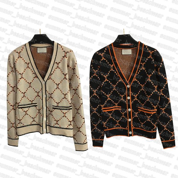 single breasted knits women v neck knitwear letters jacquard knit coat woman designer cardigan, White
single breasted knits women v neck knitwear letters jacquard knit coat woman designer cardigan, White