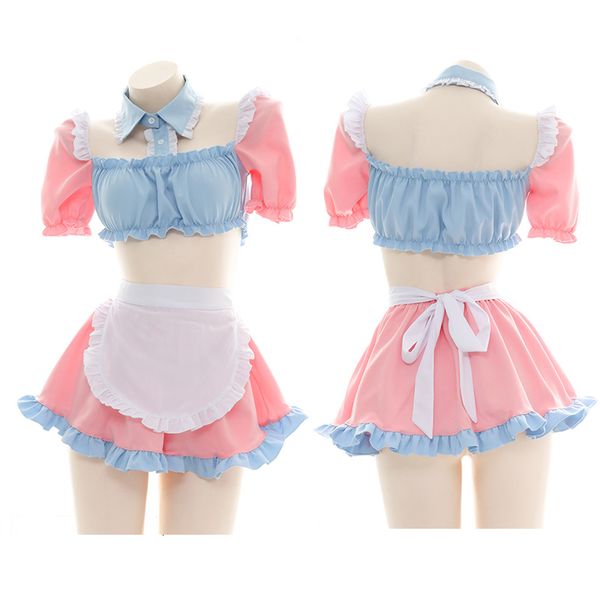 set cute candy girl lolita pink blue maid dress anime princess cosplay underwear set pajamas women sweet nightdress drop ship 230710, Red;black
set cute candy girl lolita pink blue maid dress anime princess cosplay underwear set pajamas women sweet nightdress drop ship 230710, Red;black