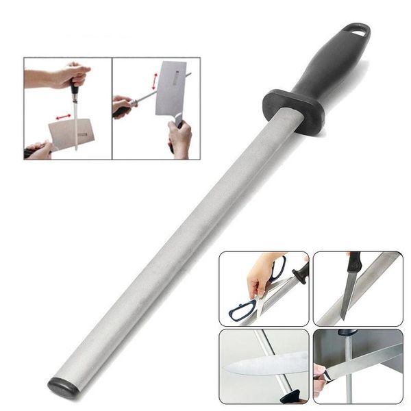 dresses 8/12 inch professional diamond knife sharpener rod durable knife grinder with nonslip handle kitchen knife sharpening blade rod, Black;gray
dresses 8/12 inch professional diamond knife sharpener rod durable knife grinder with nonslip handle kitchen knife sharpening blade rod, Black;gray