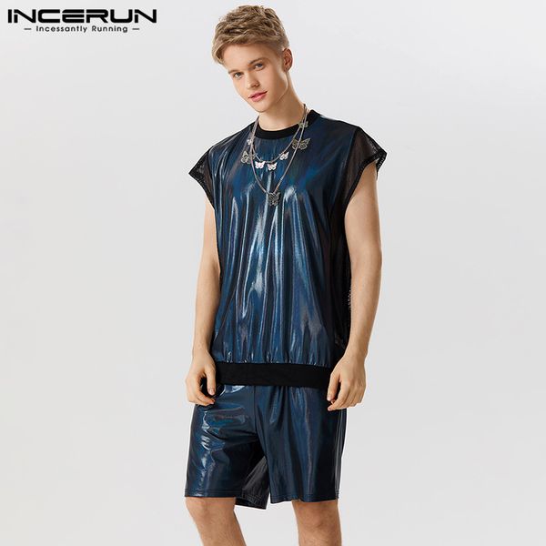 men's tracksuits fashion men sets mesh patchwork sparkling streetwear o-neck sleeveless tank shorts 2pcs men suits s-5xl incerun 23071, Gray
men's tracksuits fashion men sets mesh patchwork sparkling streetwear o-neck sleeveless tank shorts 2pcs men suits s-5xl incerun 23071, Gray