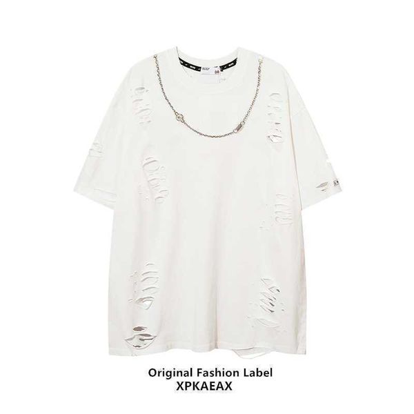stussys men's t-shirt brand cut and torn hole chain design sense t-shirt hip-hop fried street ruffian handsome short sleeved stylehop6, White;black
stussys men's t-shirt brand cut and torn hole chain design sense t-shirt hip-hop fried street ruffian handsome short sleeved stylehop6, White;black