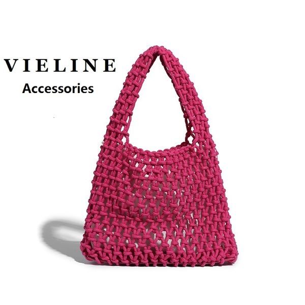 evening bags vieline women s french woven shopping handbag hollow net bag one shoulder cotton rope wristlets tote beach 230711
evening bags vieline women s french woven shopping handbag hollow net bag one shoulder cotton rope wristlets tote beach 230711