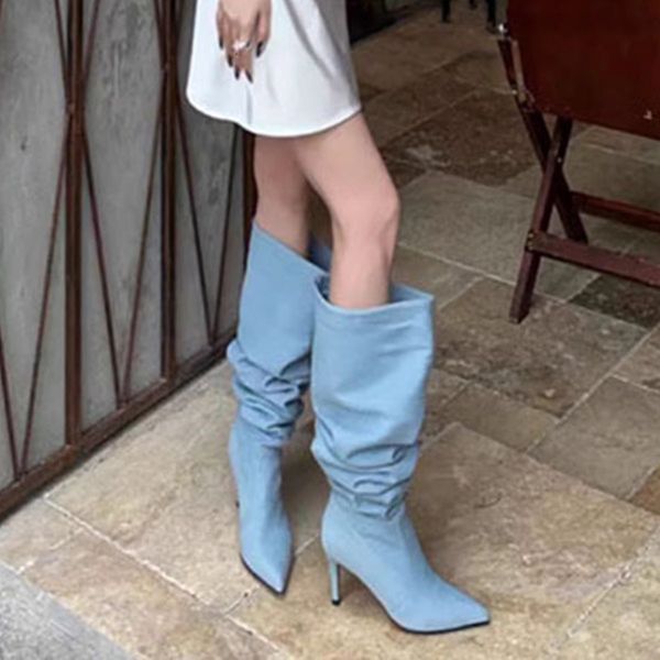 boots fashion pleated denim long women pointed toe stiletto heels knee high woman slip on loose heeled botas mujer 230711, Black
boots fashion pleated denim long women pointed toe stiletto heels knee high woman slip on loose heeled botas mujer 230711, Black