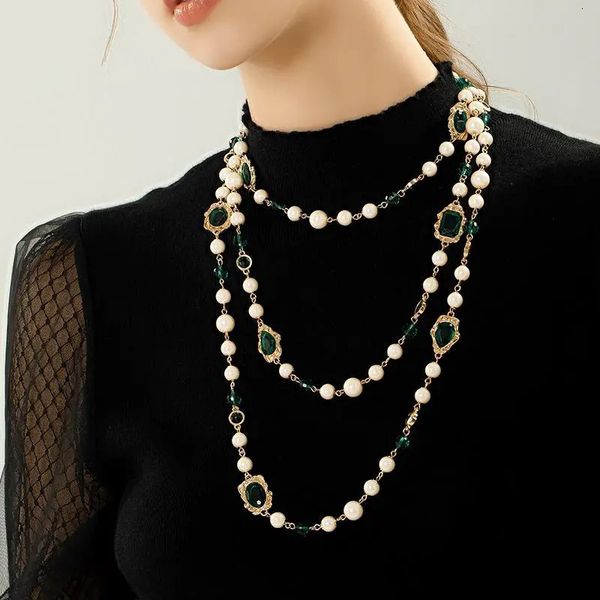 strands strings multi layer necklace vintage pearl red handmade glass ladies long sweater chain 230710, Black
strands strings multi layer necklace vintage pearl red handmade glass ladies long sweater chain 230710, Black