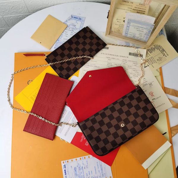 Original High Quality Hardware M61276 Diamond Pattern Full Leather Felicie Handbag Plus Two Detachable Pockets Wallet Card Holder 21*11*2CM
Original High Quality Hardware M61276 Diamond Pattern Full Leather Felicie Handbag Plus Two Detachable Pockets Wallet Card Holder 21*11*2CM